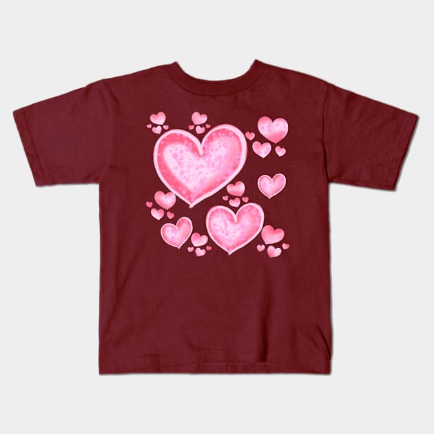 Heart Pink Kids T-Shirt by Yaliinnap31